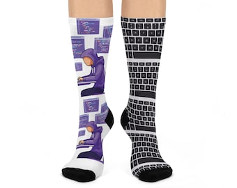 Mismatched Computer Coder gepolsterte Crew Socken | Tastatur Schnittmuster für Laptop Lifestyle