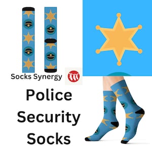 Police Security Socks custom badge hat fun cool trendy gift present holiday personalized customized name date women&#39;s men&#39;s cop badge hat