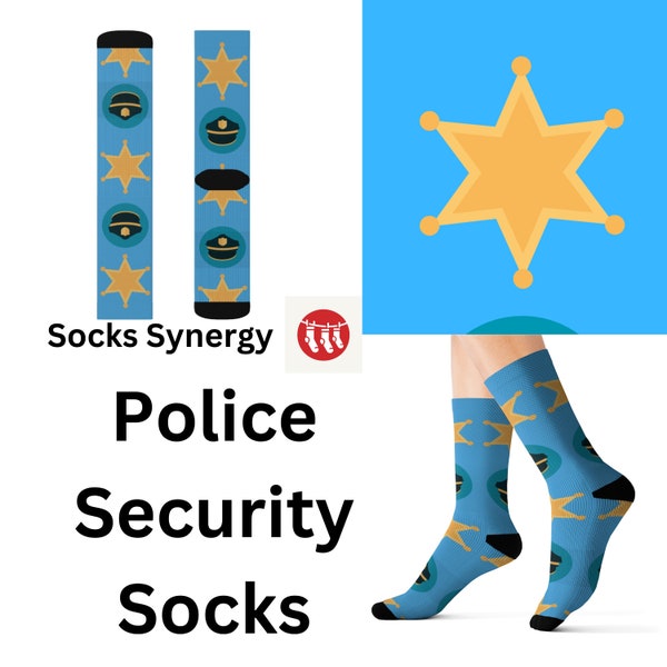 Police Security Socks custom badge hat fun cool trendy gift present holiday personalized customized name date women's men's cop badge hat