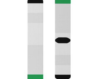 Calcetines blancos con parte superior verde Calcetines personalizados: únicos, regalos para ella, ropa personalizada, ropa elegante para el día a día, calcetines cómodos para las fiestas