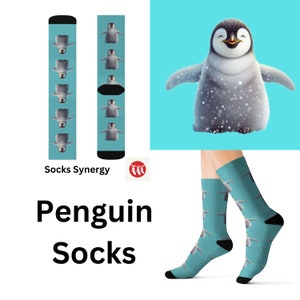 TOP SELLER Penguin Socks personalized gift custom name fun cool trendy present holiday customized date women&#39;s men&#39;s pattern animal