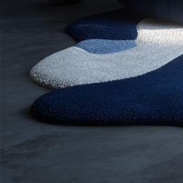 Modern Navy Sky Ivory Irregular Hand Tufted Blue 5x7 Wool Area Rug for ...