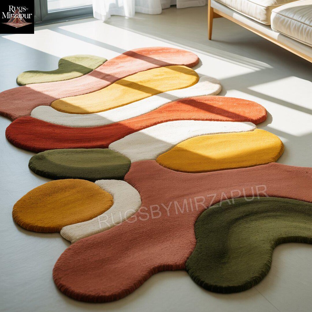 Hand Tufted Modern Colorful Scalloped Edge Wool 8x10 Area Rug for ...