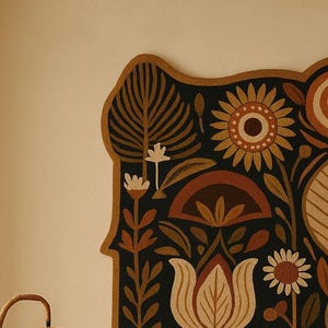 Modern terrakotta svart folklig botanisk textil handtuftad ullkonst för vardagsrum, abstrakt 3D-mönster högt lågt blommigt sovrum 8x10 mattor bild 8