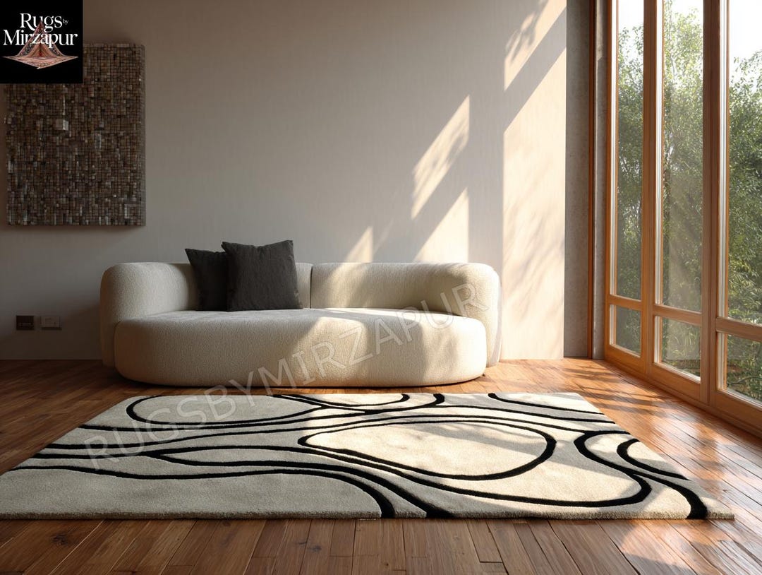 Modern Organic Shape Black White Abst...