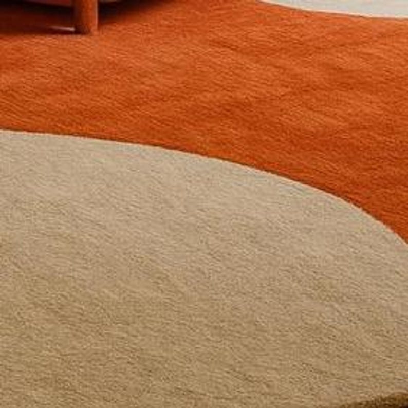 Orange Pattern Rug Textures Irregular Orange Cream Modern Organic Wave Pattern Abstract Hand Tufted ...