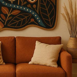 Modern terrakotta svart folklig botanisk textil handtuftad ullkonst för vardagsrum, abstrakt 3D-mönster högt lågt blommigt sovrum 8x10 mattor bild 7