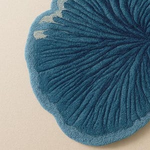 Botanical Flower Shaped Rug | Handmade Blue Petal Rug | Organic Modern ...