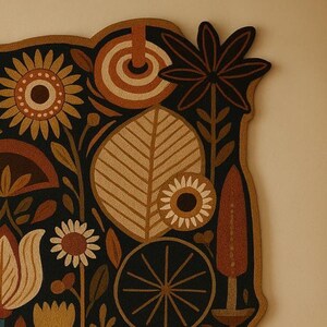 Modern terrakotta svart folklig botanisk textil handtuftad ullkonst för vardagsrum, abstrakt 3D-mönster högt lågt blommigt sovrum 8x10 mattor bild 9
