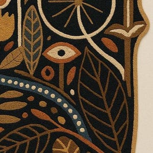Modern terrakotta svart folklig botanisk textil handtuftad ullkonst för vardagsrum, abstrakt 3D-mönster högt lågt blommigt sovrum 8x10 mattor bild 5