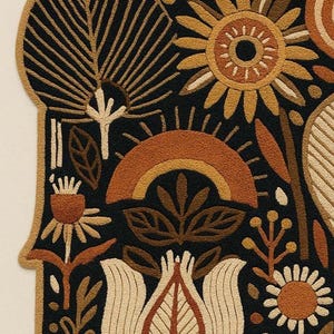 Modern terrakotta svart folklig botanisk textil handtuftad ullkonst för vardagsrum, abstrakt 3D-mönster högt lågt blommigt sovrum 8x10 mattor bild 2