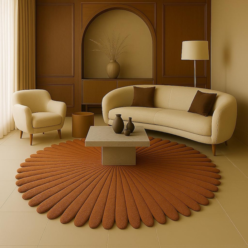 Round Shape Rug Modern Round Shape Irregular Hand Tufted Rugs for Living Room, Bedroom ...
