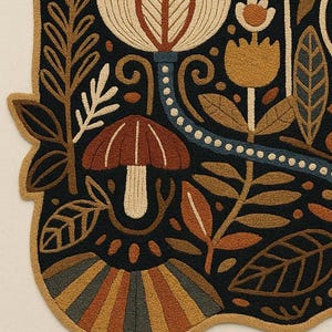 Modern terrakotta svart folklig botanisk textil handtuftad ullkonst för vardagsrum, abstrakt 3D-mönster högt lågt blommigt sovrum 8x10 mattor bild 3