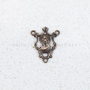 Modern Virgin Mary Openwork Heirloom Catholic Rosary Center, Antique Replica