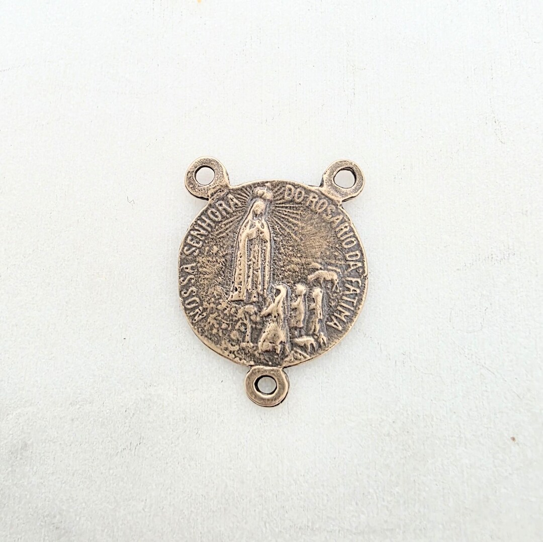 Our Lady of Fatima Heirloom Bronze Rosary Center, French Antique ...