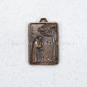 St Francis Heirloom Bronze Medal, Antique Replica Medal of the Franciscan Patron Saint of Animals