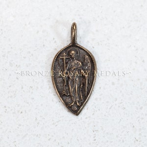 Archangel Michael Eastern European Solid Bronze Pilgrimage Medal,  Antique Replica Catholic Medal,