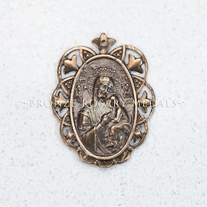 Lovely Our Lady of Perpetual Help True Bronze Catholic Medal, French Antique Replica Catholic Medal