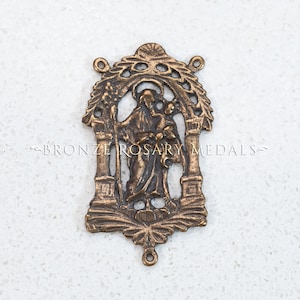 Saint Joseph and Infant Jesus Detailed Heirloom Catholic Rosary Center, French Antique Replica,