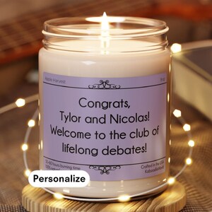 Personalized Funny Wedding Gift Candle with Newlywed Joke Unique Personalized Wedding Gift Idea for Bride Wedding Gift Ideas for Couple