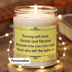 Light On Fun Customizable Wedding Gift Candle Silly Wedding Gift Candle Idea for Couple Funny Unique Newlywed Gift Custom Gift Idea Bride