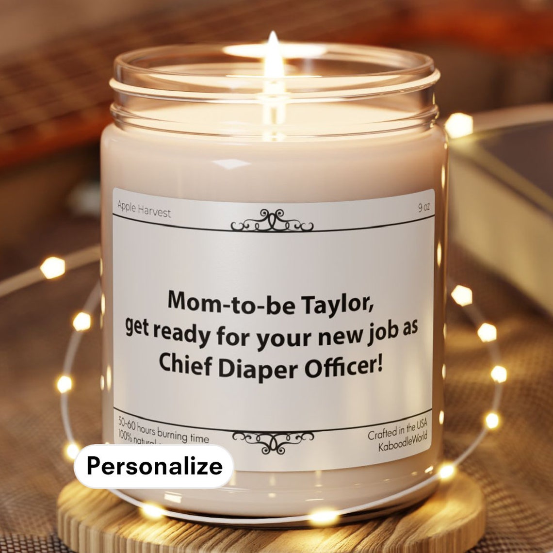 Custom Baby Shower Gift Candle for Mom Customizable Baby's Mother Gift ...