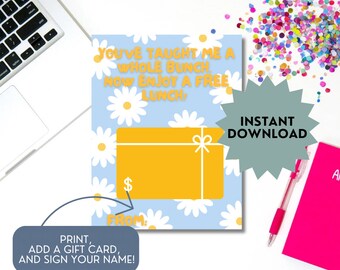 Teacher appreciation gift card, teacher gift card, teacher appreciation week, gift card for teacher, gift for teacher, favorite teacher gift