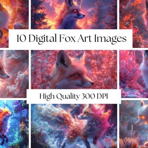 Abstract Fox Art Colorful Wall Art Digital Fox Image Home Decor Wildlife Artwork Multicolor Fox Digital Download Vibrant Fox Print