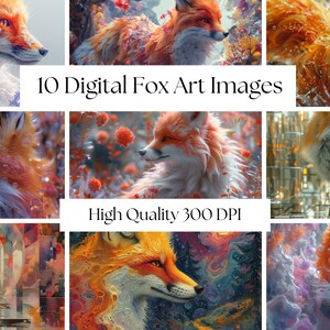 Fox Art Print Digital Download Abstract Fox Design Fox Gift home decor Fox Colorful Digital Image Vibrant Fox Portrait Wildlife Art