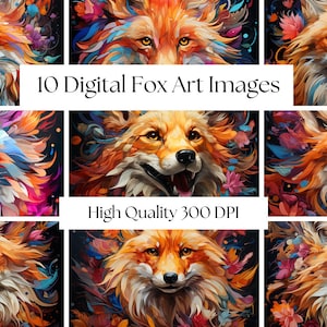 Fox Art Digital Download 3D Abstract Fox Digital Image Colorful Fox Portrait Wall Art Fox Decor Neon Fox Art Digital Print