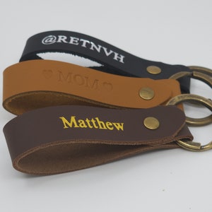 Personalized Leather Keychain. Custom Monogrammed Leather Keychain. Made by hand in the USA. Gold and Silver Foil Available. Key Fob. Custom