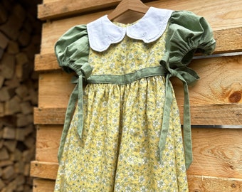 Robe smockée en coton pour enfants de 3 à 5 ans, manches bouffantes fleuries, poches, printemps/été, réglable, ensemble assorti pour la fête des Mères, tenue maman et moi