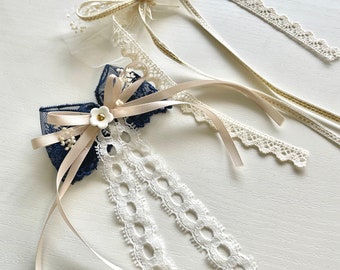 Handgemaakte Lace Ribbon Bow Hair clip, Incidentele Haarspeld, Bloemenmeisje, Bruiloft, Verjaardag, Cadeau voor haar