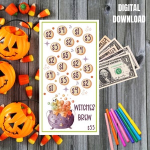 MINI SAVINGS CHALLENGE, Witches Brew Savings Challenge, Halloween savings challenge, October savings challenge, fun challenge