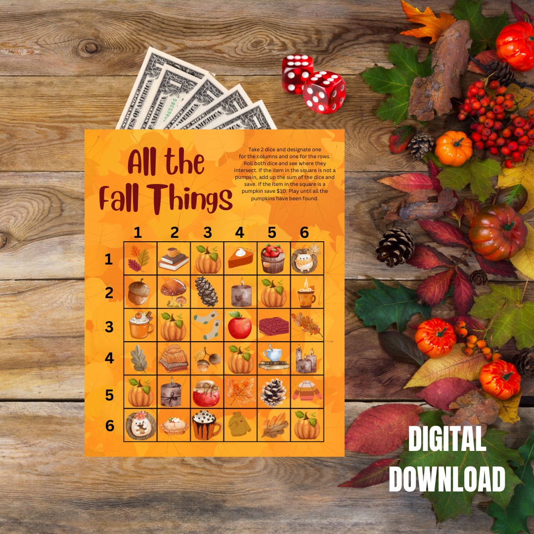 FALL SAVINGS CHALLENGE, All the Fall Things Savings Challenge, Dice ...