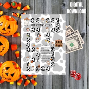 HALLOWEEN CHALLENGE GAME, Boot Scootin Spooky Savings Challenge Game, dice game, spooky game, ghost game, Halloween game, fun challenge