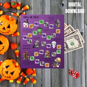 HALLOWEEN SAVINGS CHALLENGE, Let&#39;s Trick Or Treat Savings Challenge, dice game challenge, fun savings challenge