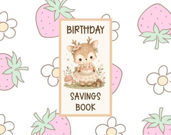 SAVINGS CHALLENGE BOOK, Neutral Girly Woodland Animals Birthday Savings Book, girl, woodland animals, birthday, beginner friendly,