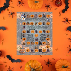 CHALLENGE BOX GAME, Trick-Or-Treat Challenge Box Game, spooky challenge box, halloween challenge box, game board, mini challenges