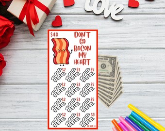 MINI SAVINGS CHALLENGE, Don't Go Bacon My Heart Mini Savings Challenge, Valentine's savings challenge, fun challenge