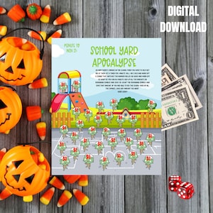 HALLOWEEN SAVINGS CHALLENGE, School Yard Apocalypse Savings Challenge, dice challenge, zombie challenge, fun savings challenge
