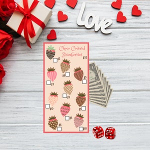 MINI SAVINGS CHALLENGE, Choco Covered Strawberries Mini Savings Challenge, Valentine&#39;s challenge, strawberry challenge, fun challenge