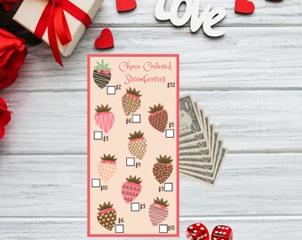 MINI-BESPARINGSUITDAGING, met chocolade bedekte aardbeien Mini-spaaruitdaging, Valentijnsdag-uitdaging, aardbeien-uitdaging, leuke uitdaging