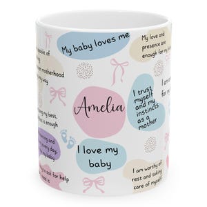 Mom affirmations mug, daily affirmations mug, personalized gifts for women, new mom gift, baby shower gift, mom mug, mom to be gift