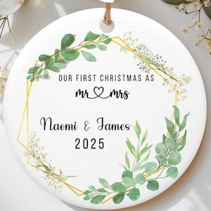 Mr and Mrs Christmas Ornament - First Christmas Married Ornament - Our First Christmas Married as Mr and Mrs Ornament - Personalized
