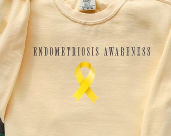 Endometriosis Awareness Shirt: Yellow Ribbon Comfort Colors Tee