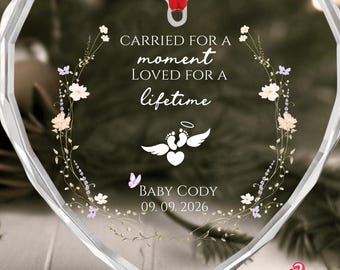Ornement de fausse couche personnalisé, perte de bébé, ornement commémoratif de bébé personnalisé, perte de grossesse, mortinaissance, ornement en verre personnalisé