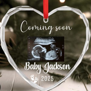 Personalisierte Schwangerschaft Ornament erste Weihnachten, Baby Ankündigung Geschenk, Sonogramm Schwangerschaft Ankündigung, Baby Ultraschall Glas Ornament