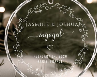 Adorno personalizado de compromiso 2026, adorno de recuerdo de boda, adorno de compromiso con nombres y fecha, regalo de compromiso, regalo para recién casados.