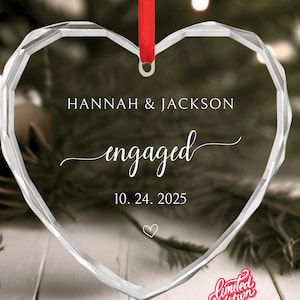 Engaged Ornament 2025 - Custom Engagement Ornament with Names & Date - Personalized Wedding Ornament, newly engaged gift, just engaged